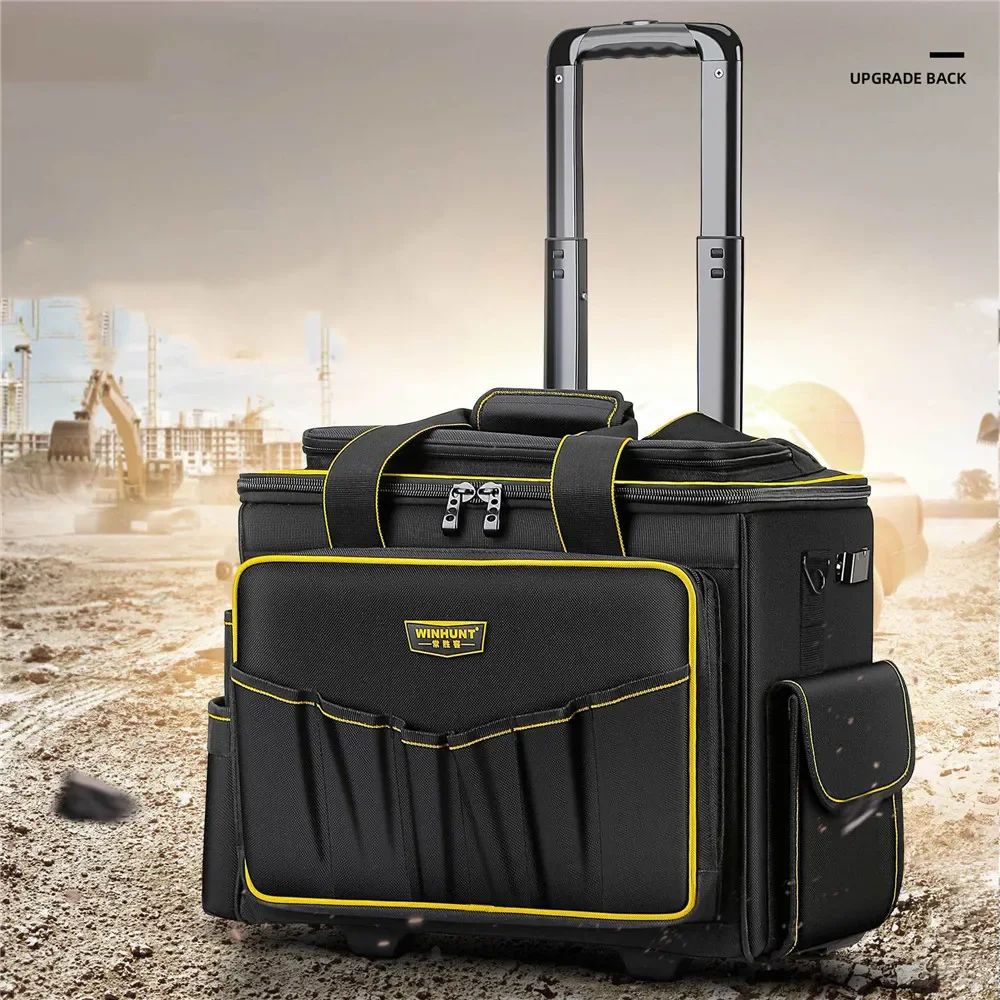 

Waterproof Tool Organizer Storage Electrician Tool Bag Heavy Duty with Wheels Oxford Cloth Multi Pocket Trolley Empty Tool Box