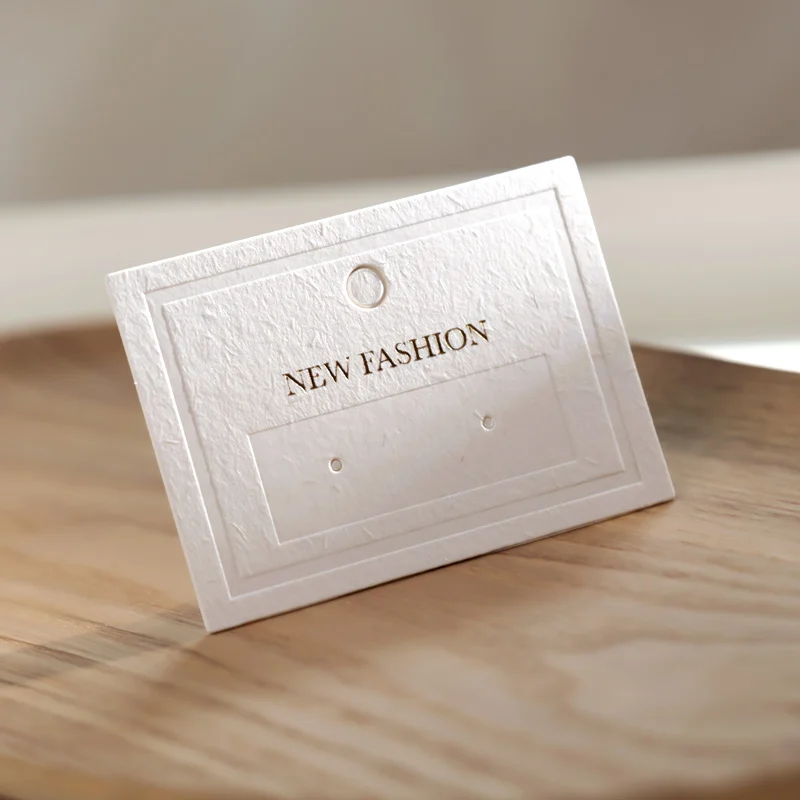 New Hot 600gsm High quality Custom Beige Paper Popular Earrings stud Packaging Display Card Hang Favor Label Tag Cardboard