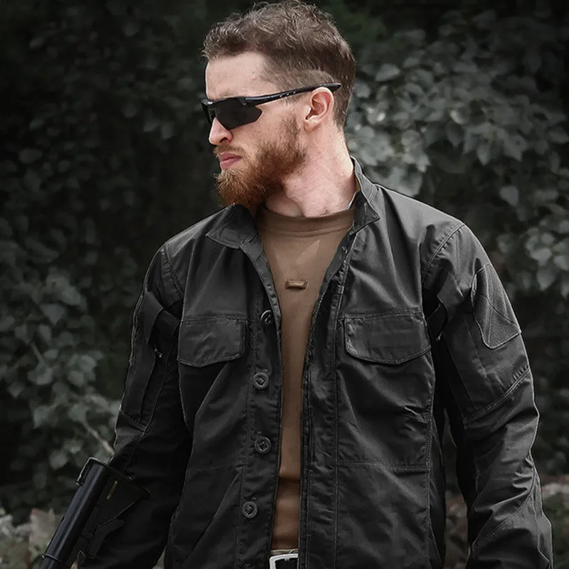 Military Tactical Long Sleeve Shirt Men Spring Soldiers Uniform Coats High Quality Multi-Pockets Cargo Shirts Camouflage Jakcet