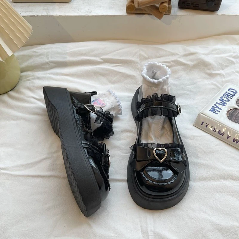Letnie buty na platformie w stylu japońskim Lolita Y2K Kawaii Jirai Kei dla uczennic, model JK Loafer, nowość na lato 2025