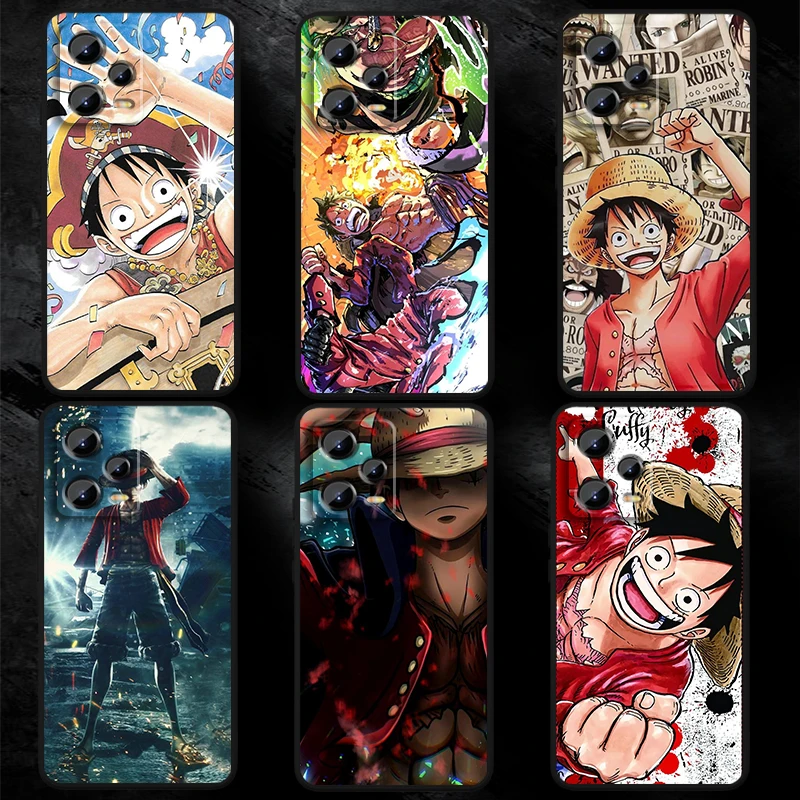 Anime Ones Pieces L-Luffy For Xiaomi Redmi Note 13 12R 12 12S Turbo 11 11T 11S 10 10S Pro Plus 5G Black Funda Phone Case