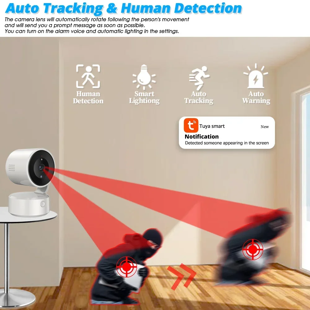 Mini cámara de seguridad de 5MP, Wifi, PTZ, Audio bidireccional para interiores, 360, videovigilancia inalámbrica, cámaras CCTV, Monitor inteligente para bebés en casa, Tuya
