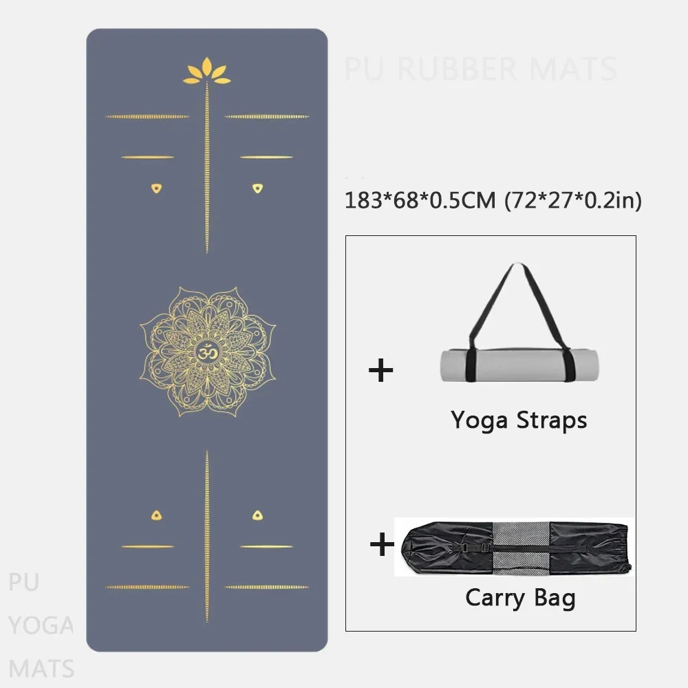 183cm Home Exercise PU Yoga Durable Natural Rubber Yoga Mat Non Slip Tapete Yoga High-quality Sports Pad Gym Fitness Accessories