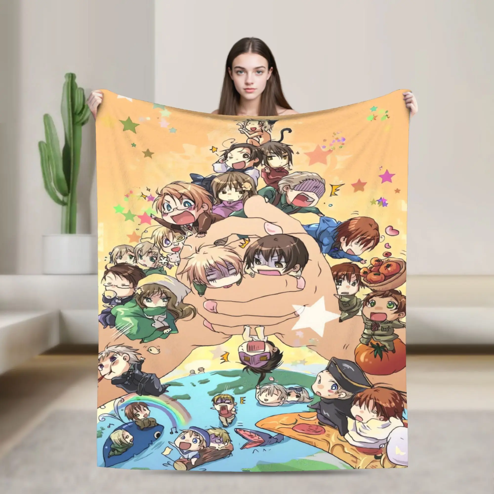 Hetalias Axis Powers Blankets  Camping Flannel Throw Blanket For Outdoor Soft Customized Quality Bedspread Gift Idea