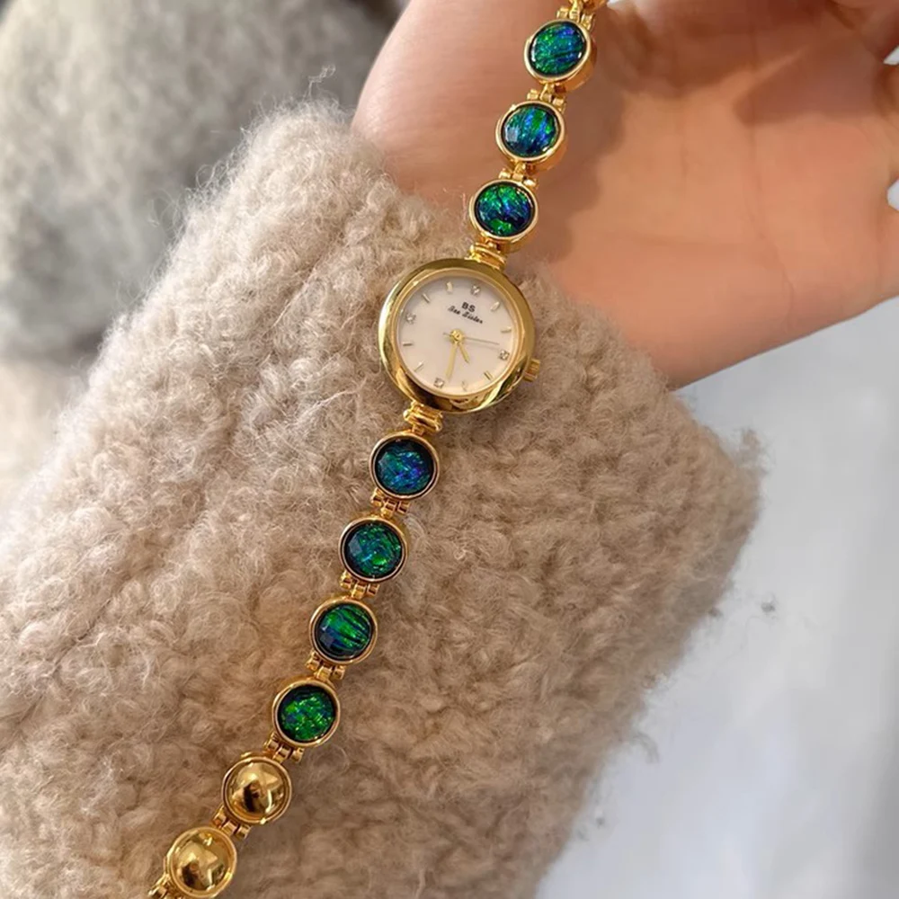 Luxury Women's Watches Green Jade Bracelet Small Dial Elegant Women Wristwatch Top Brand High Quality Quartz Ladies Watch