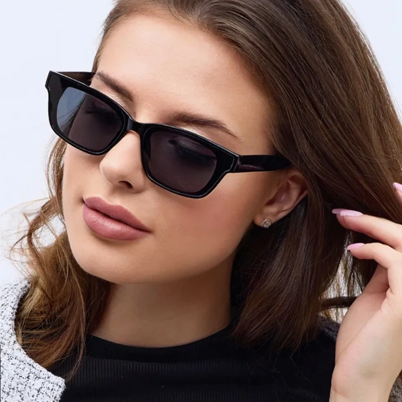 

Car Sun Glasses 2pcs Fashion Small Frame Cat Eye Sunglasses Women Multi Color Rectangle Glasses Outdoor Casual UV400 Oculos