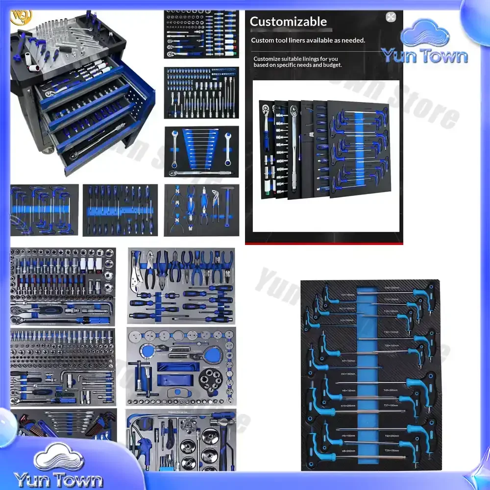 526-Piece customizable full-featured 7-layer tool cart set with lockable drawers and lockable wheels