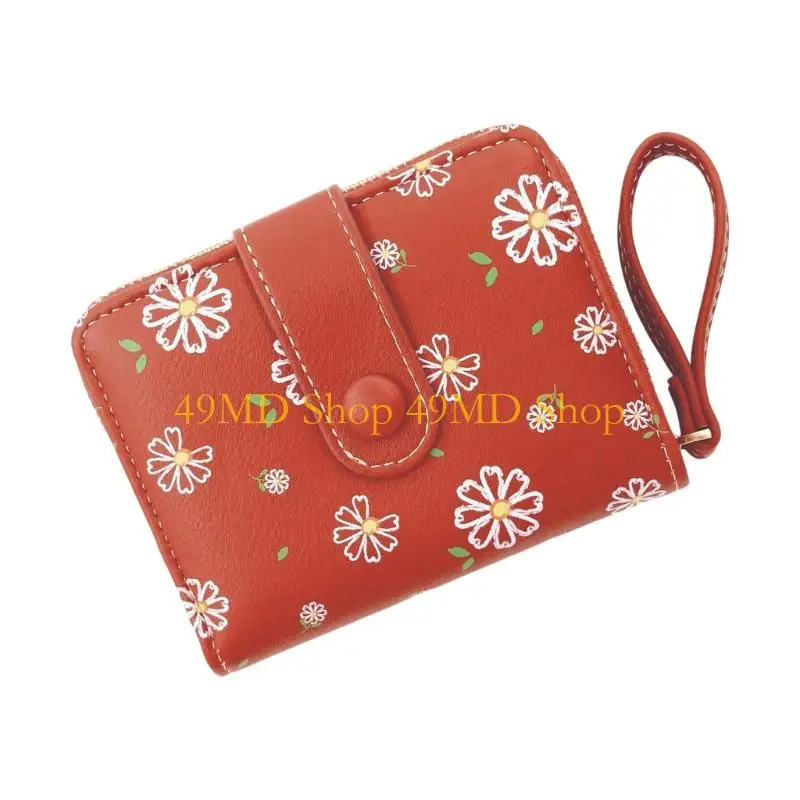 49MD Wear Resistant Zippers Around Coin Case Student Friendly Printed Pattern for Women
