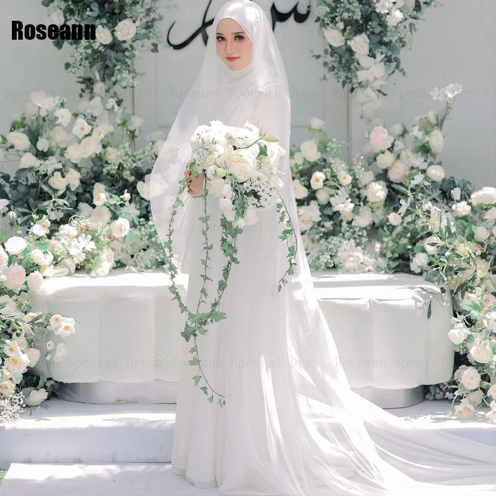 

Muslim Exquisite Ivory High Collar Mermaid Wedding Dresses 2024 Tulle Ruffle Brush Train Bride Gown Floor Length robe de mariée