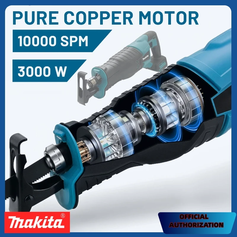 Makita-Sierra alternante sin escobillas, herramientas eléctricas inalámbricas portátiles con 4 hojas de sierra para batería de 20V18V