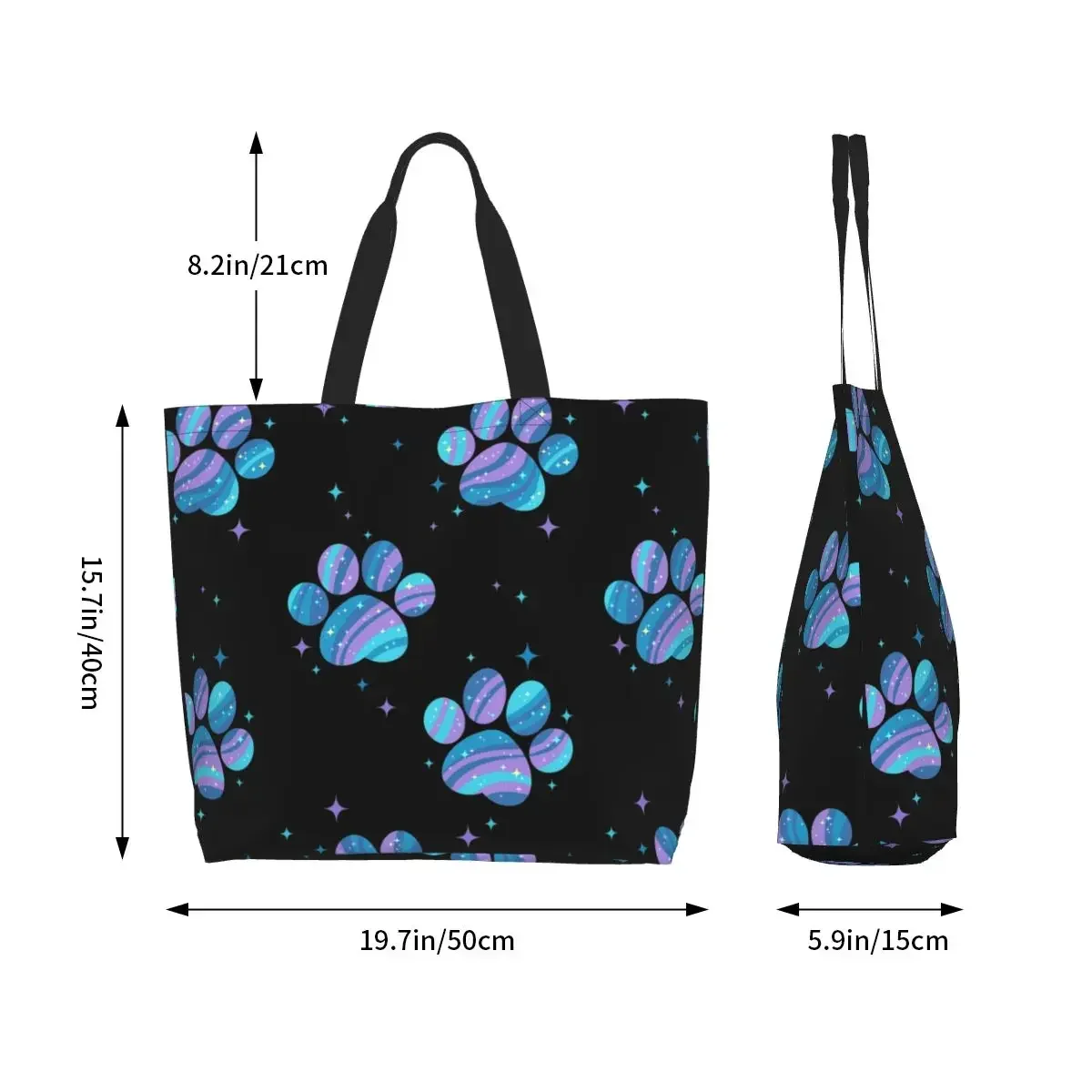 

Custom Paws Canvas Shopping Bag Women Washable Big Capacity Groceries Floral Dogs Animal Tote Shopper Bags