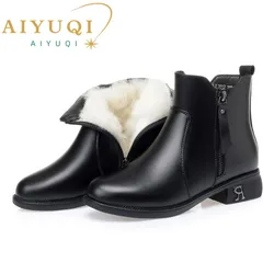 AIYUQI Ankle Boots Women 2026 New Winter Wool Warm Snow Boots Women Large Size 41 42 43 Non-slip Mom Boots