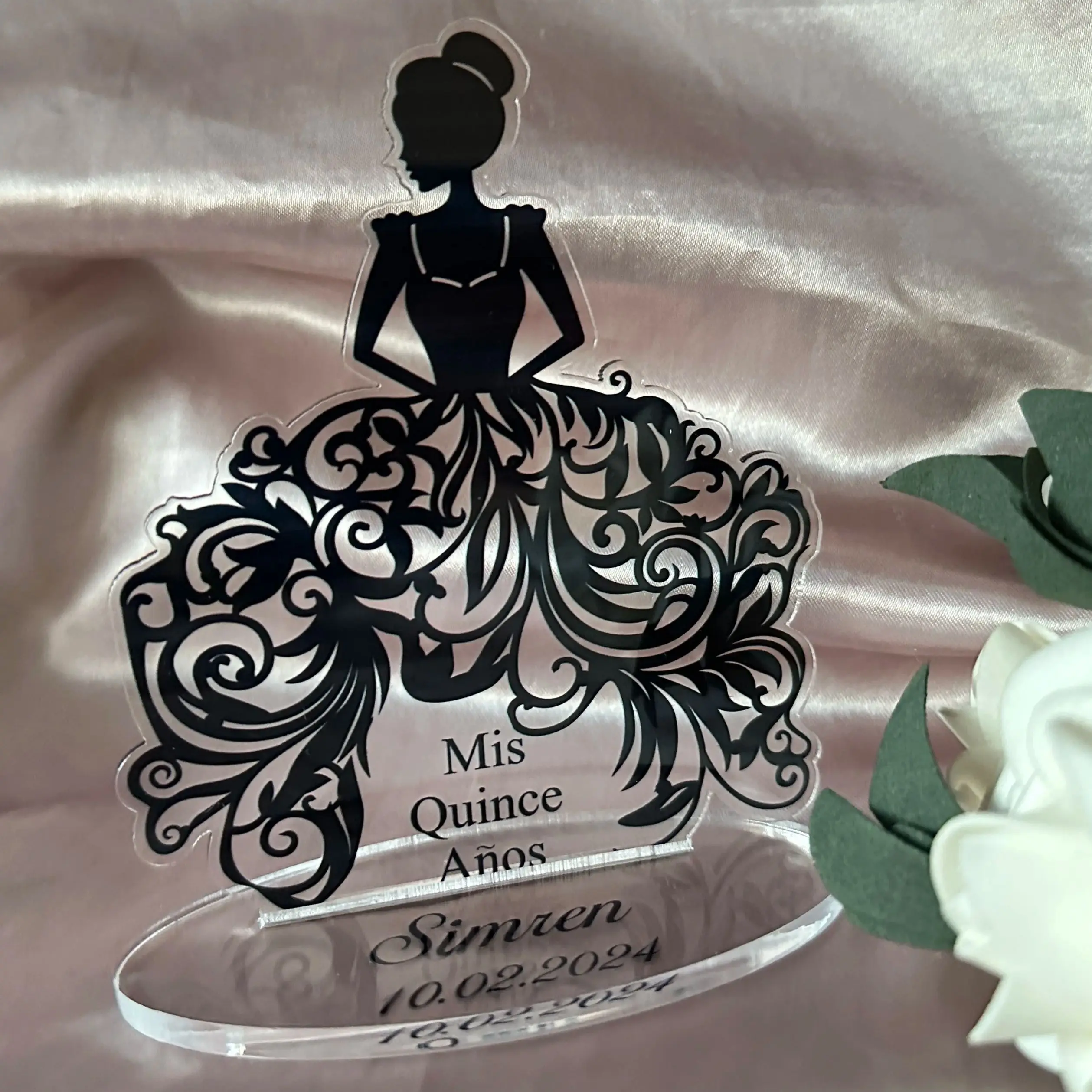 

10pcs Custom Acrylic Quinceanera Invitation Transparent Girl's Birthday Souvenirs Favor Gift Personalized Furnish Decoration