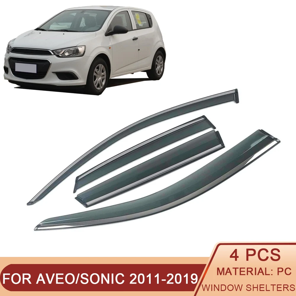 

For CHEVROLET AVEO SONIC Hatchback 2011-2019 Car Window Sun Rain Shade Visors Shield Shelter Protector Cover Trim Frame Sticker