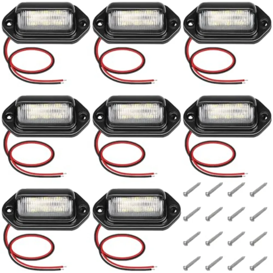

White LED License Plate Light, 6-SMD Waterproof Tag Lights, 12V-24V DC Lamp Taillight, Step Courtesy Light Dome Cargo Lights fo