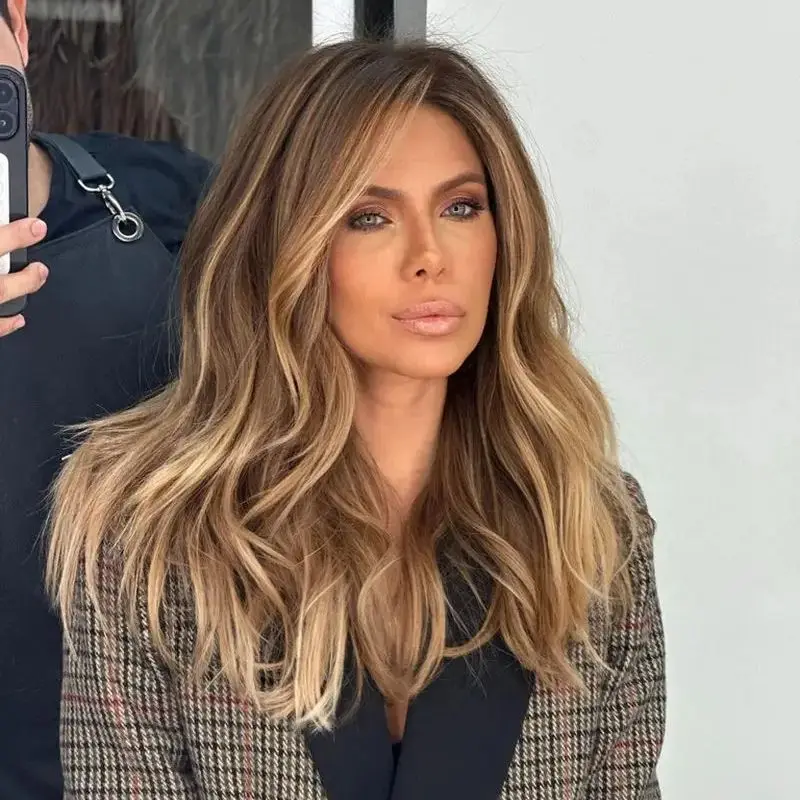 Luxury Honey Blonde Lace Front Wig Highlight Dark Roots 13x4 High Heat Synthetic Long Body Wave Hair HD Lace Wig Daily Used