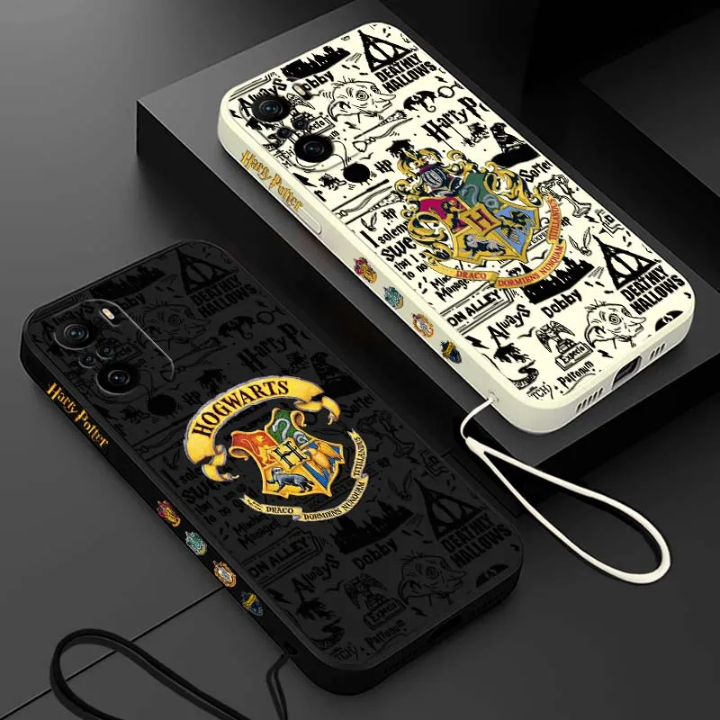 Capa de Telefone de Luxo com Logo H-Harry P-Potter para Xiaomi Redmi Note 15 14 13 12 11 10 12S 11S Pro Plus 4G 5G com Cordão Líquido