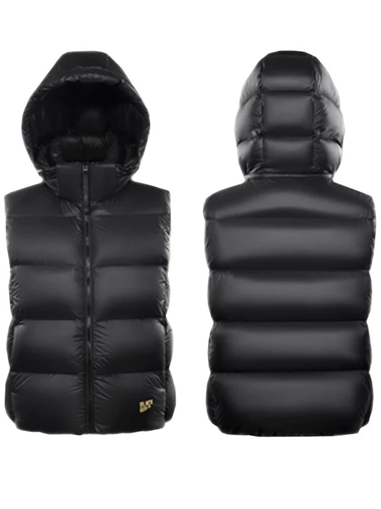 Duck Down Hooded Jacket Vest Women Winter Thick Warm Sleeveless Coat Men Black Slim Waistcoat Fashion Casual Windproof Coat Vest