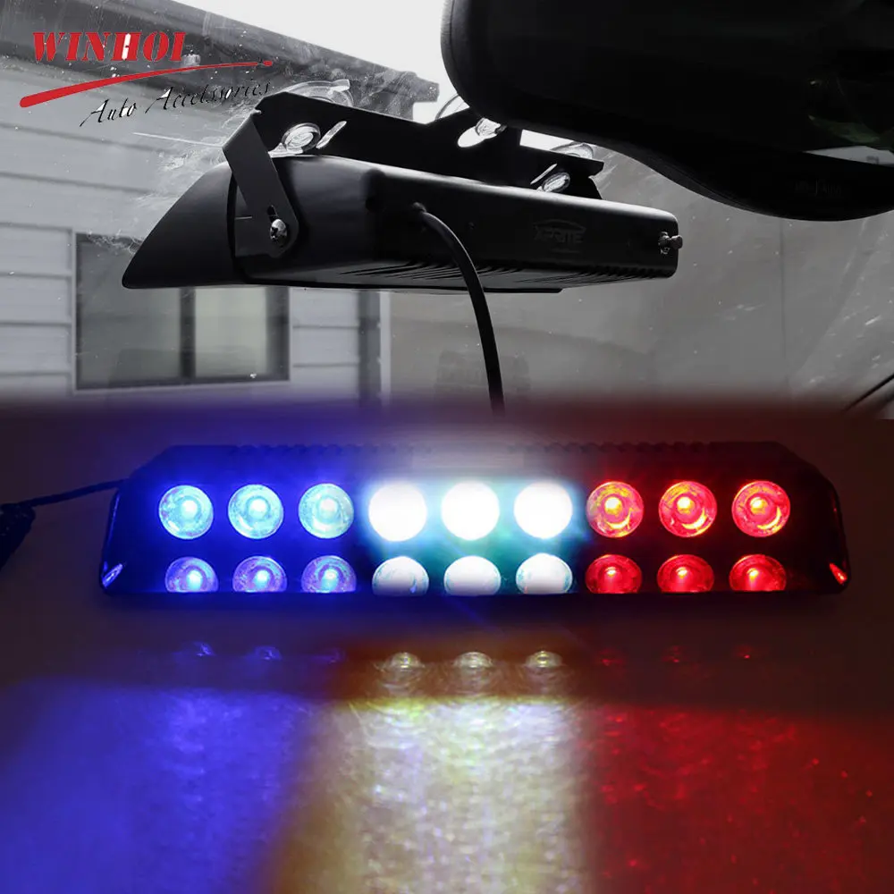 12V Led Car Police Lights Auto Strobe Light Car Windshield Emergency Flashing Lamp Automotivo Warning Beacon with Suction Cup