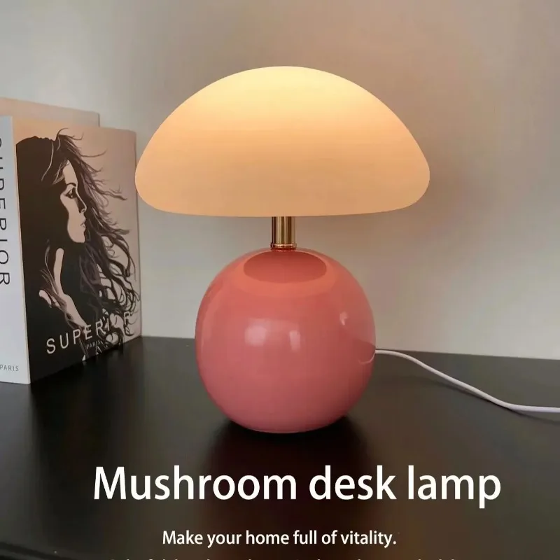 Mushroom Pink/Yellow/Red/White/Green USB Socket Table Lamps Atmosphere Lighting Decorative for Bedside Bedroom Lamps Night Light