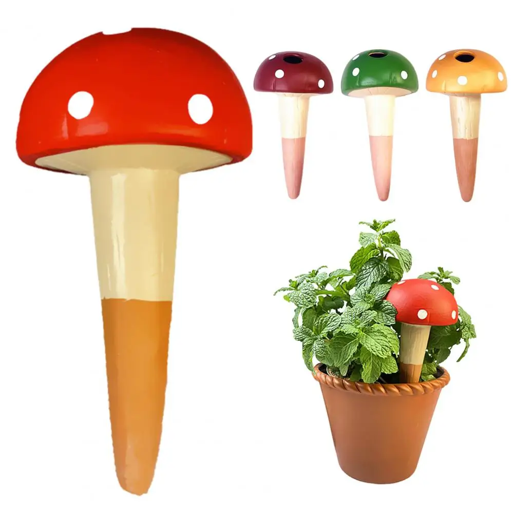 4Pcs Plant Watering Spikes Terracotta Self Watering Globes for Indoor Plants Mushroom Shape Automatic Vacation Plant Waterer