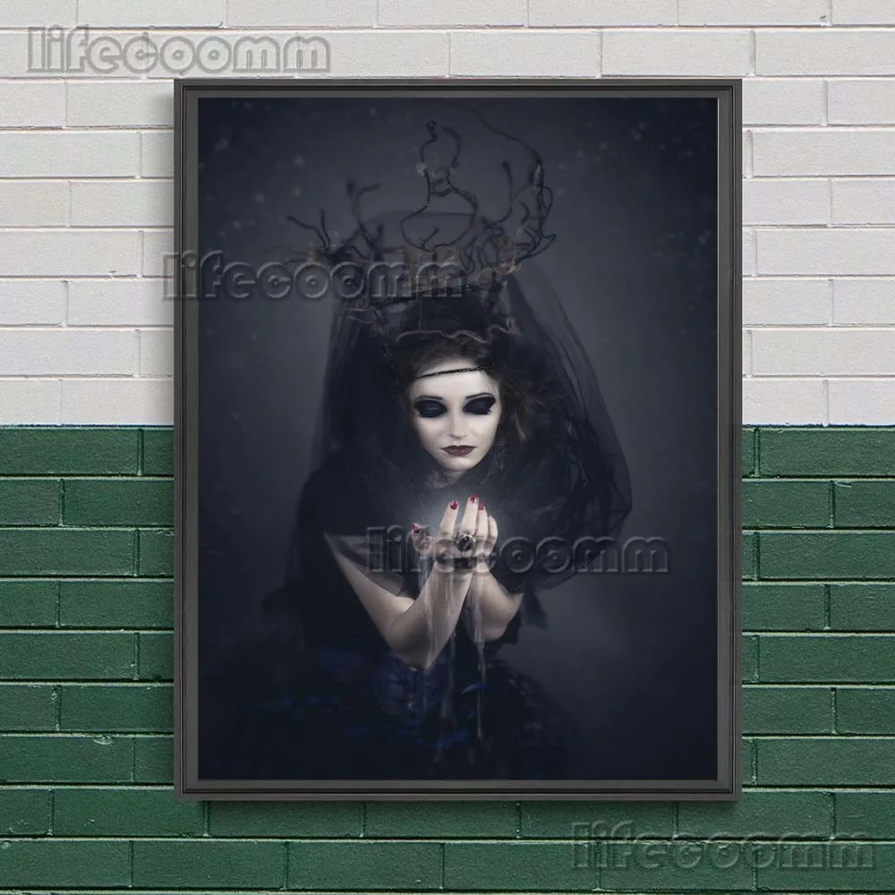 Mysterious Psychic Girl Wall Art Canvas Painting Dark Augury Witch Art Poster And Print Witches And Castles Decoration Unframed