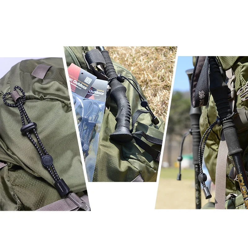 2 Stück Rucksack-Wanderstockhalter Trekking-Stöcke Befestigungsschnur Seil Outdoor-Sport Kleine Werkzeuge für Camping und Bergsteigen – Detail 3