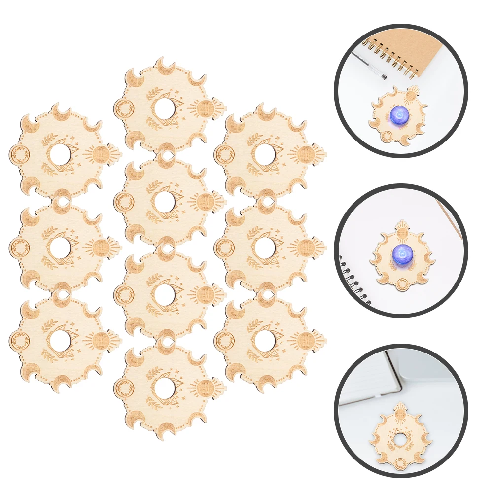 

10Pcs Crystal Ball Holders Wooden Display Bases Small Sphere Stand Decorative Table Centerpiece Office Desktop Ornament Rack