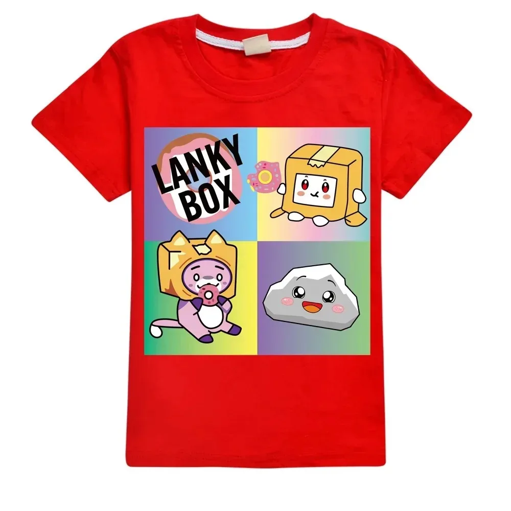 Kawaii Boys T-shirt Cartoon Lanky Box Cute Print Short Sleeve Girls Clothes Summer Casual Fashion Funny Cotton Children Tops Tee