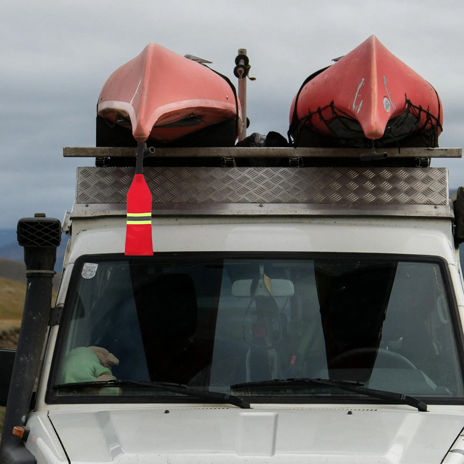 Kayak Safety Flag Reflective Strip Warning Flag Red for Canoes Small Boats Trailer Reflectors High Visibility Tape