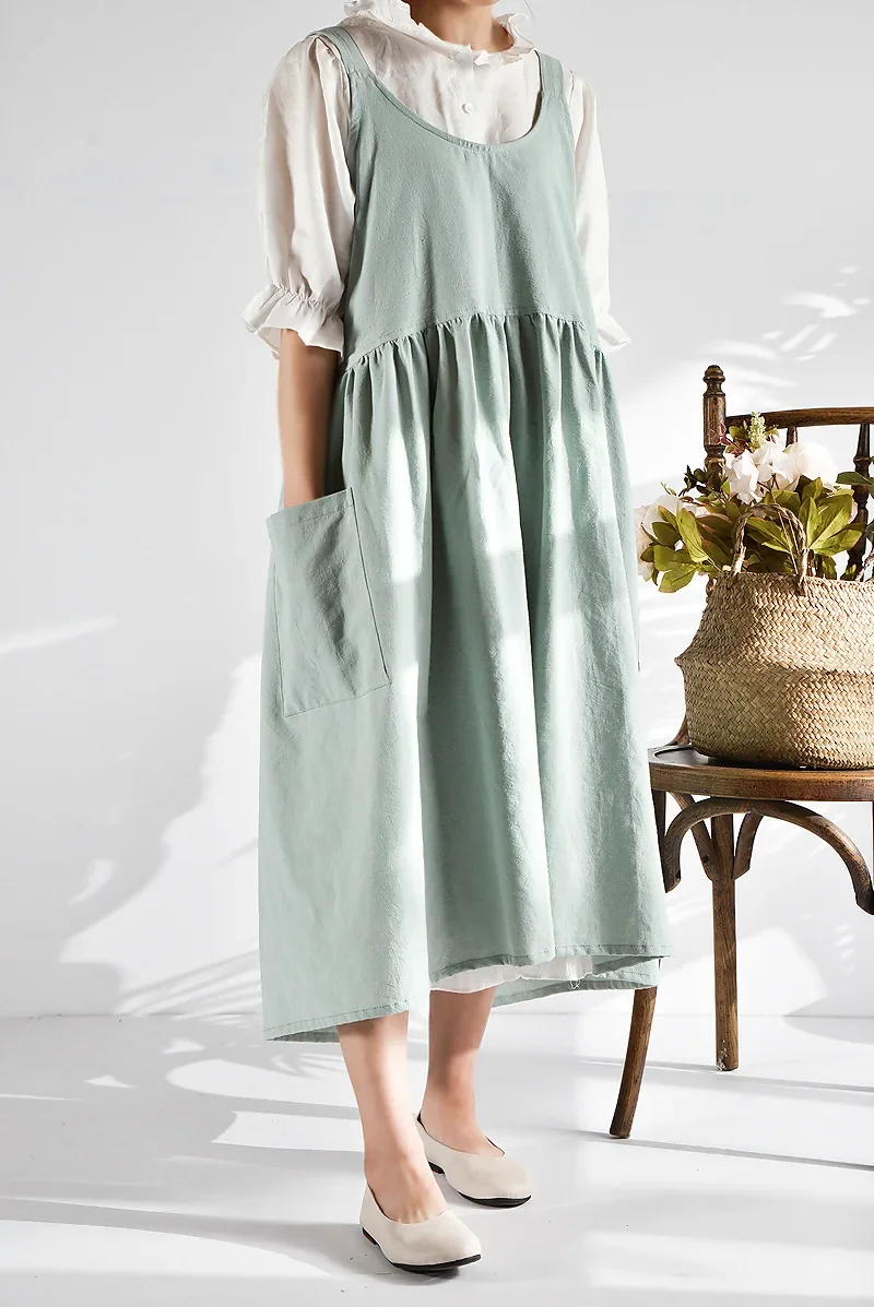 Pinafore Cotton Linen Gardening Coffee Shop Kitchen Aprons Cooking Baking Cleaning Restaurant Stylish Design Florist