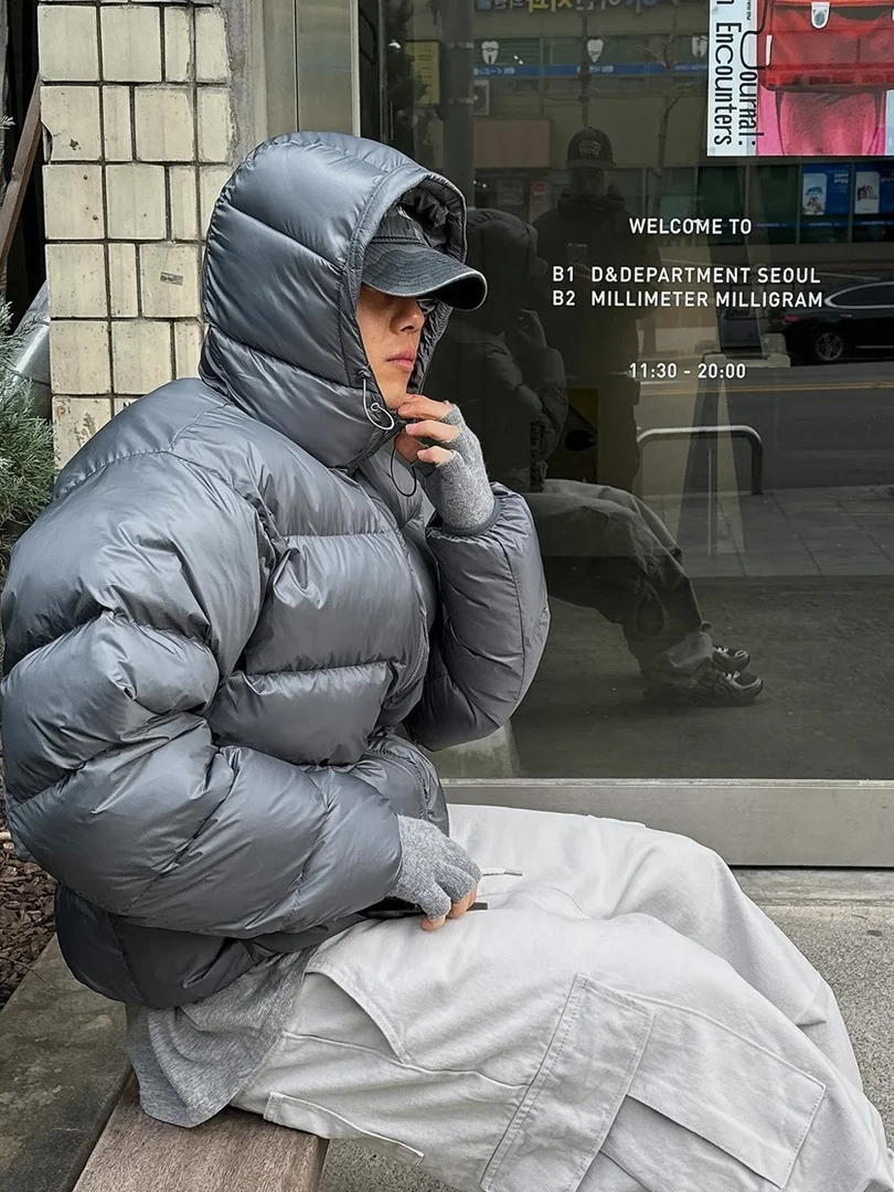 

Зимний большой размер 300, хлопковая куртка с капюшоном, мужская корейская модная повседневная лоскутная термоодежда с капюшоном