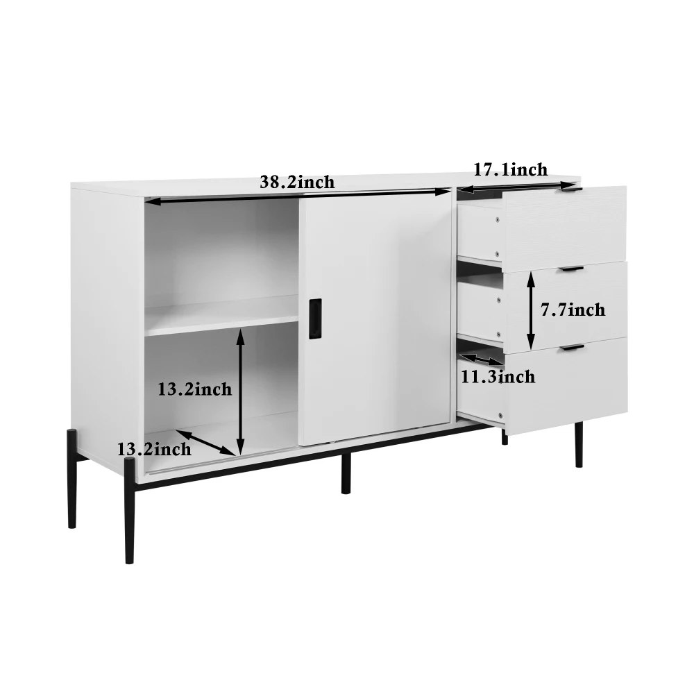 Glas-Schiebetür, 3 Schubladen, modernes Sideboard, Küche, Buffetschrank für Flure, Eingänge, Küche, Arbeitszimmer – Detail 14