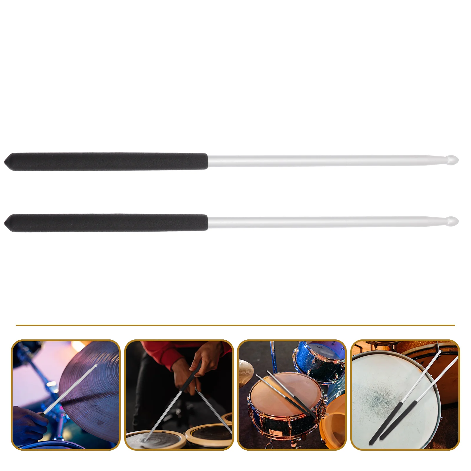 

1Pair 5a Metal Drum Sticks Comfortable Hand Length Design Durable Percussion Instrument Accessory