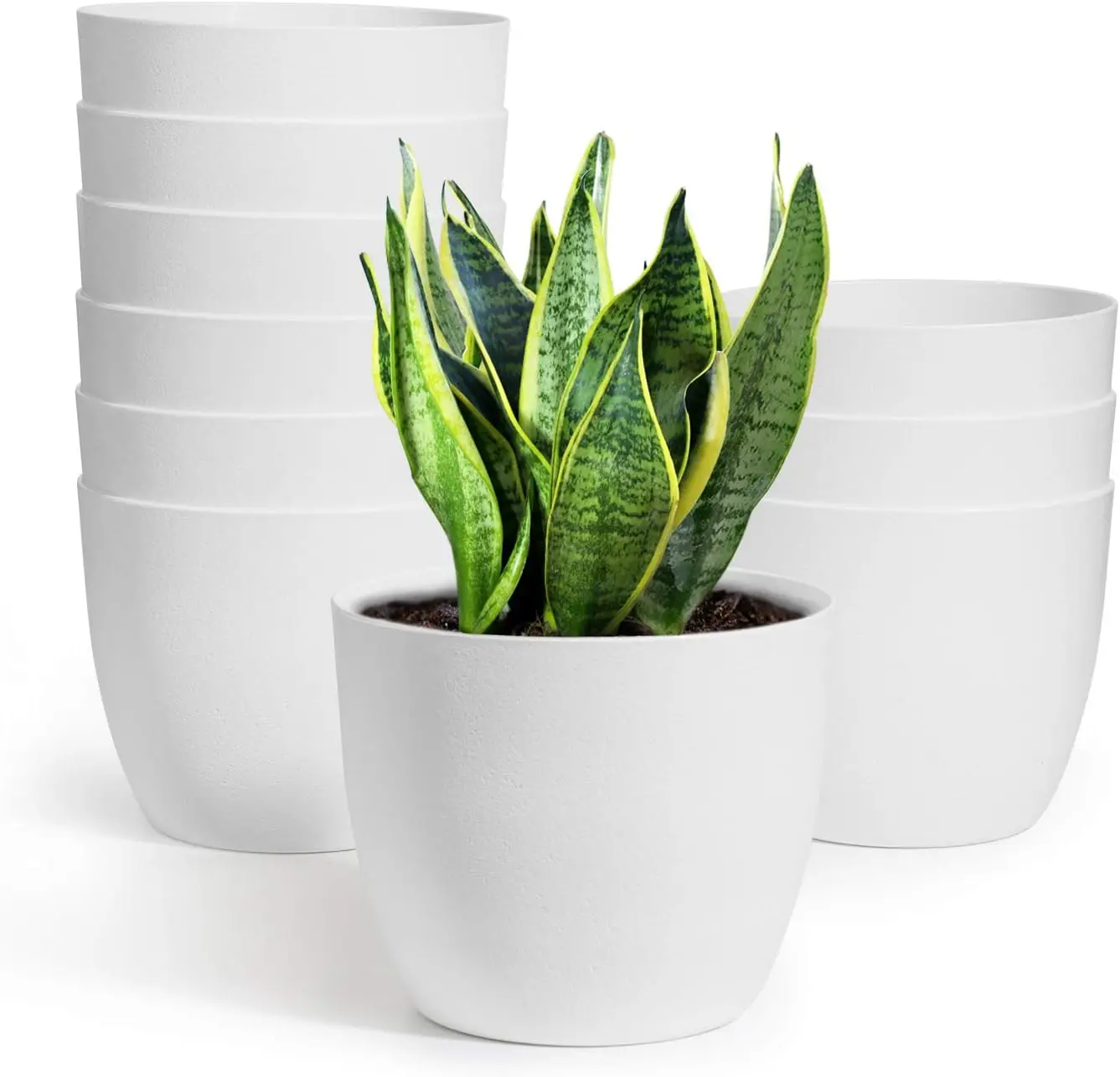 

Self-Watering Plant Pots Set of 10, 6 Inch White Modern Indoor Outdoor Garden Planter for All Plants