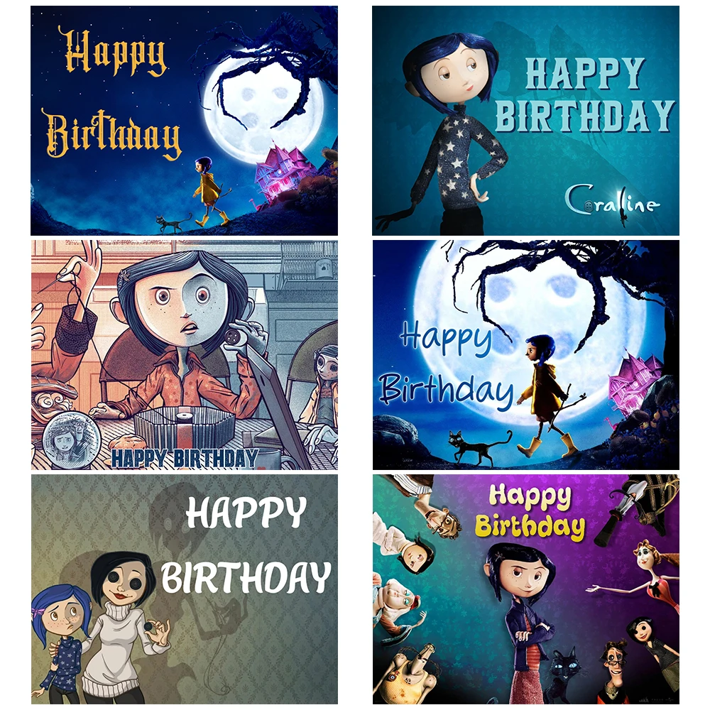 Coraline & The Secret Door Thrilling Theme Birthday Party Vinyl Background Baby Shower Decoration Photography Studio Supplies