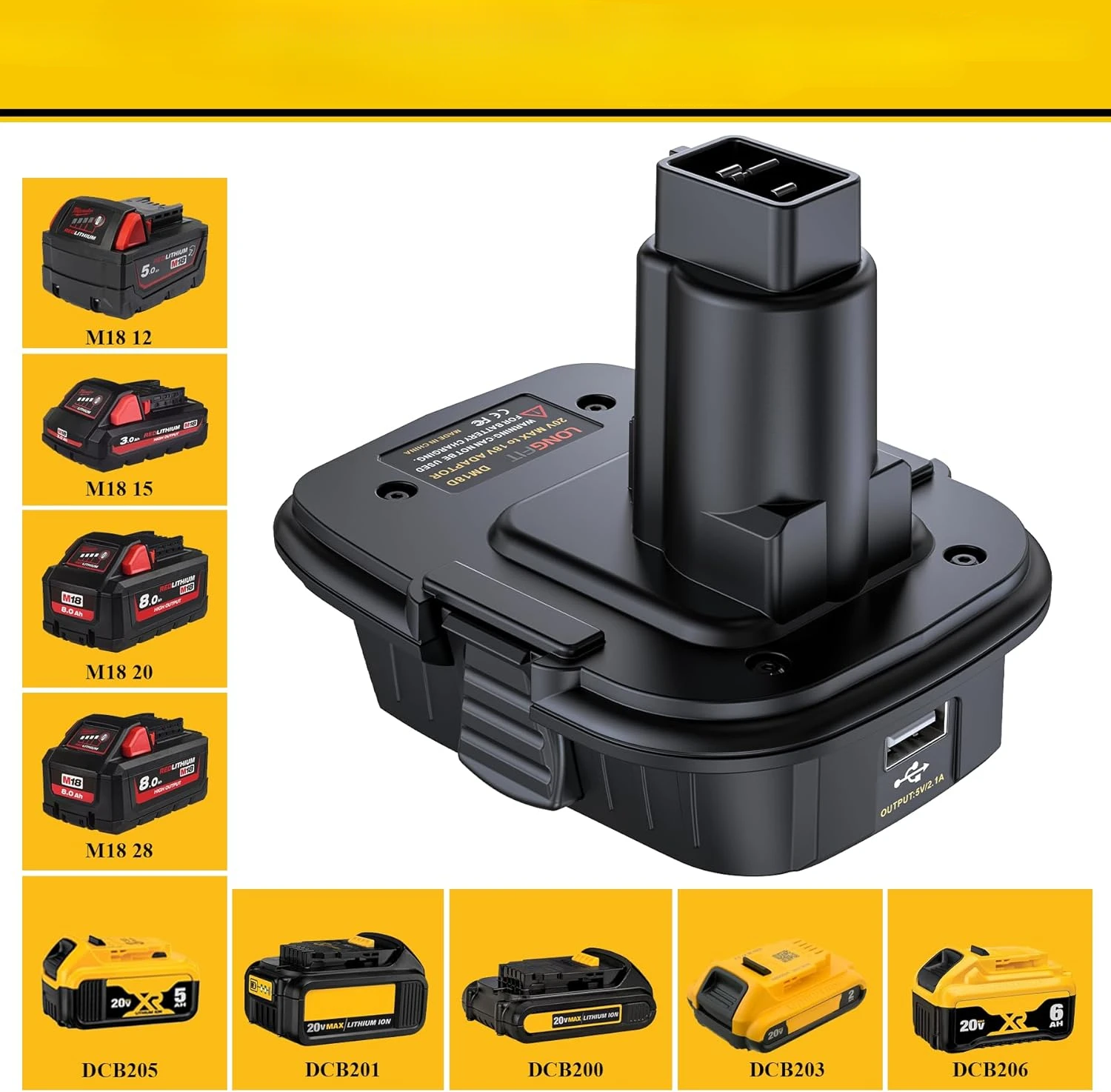 Imagem -03 - Conversor de Adaptador de Bateria para Dewalt Milwaukee 18v 20v Li-ion Battery Convert para Dewalt Ni-cd Power Tools Dm18d