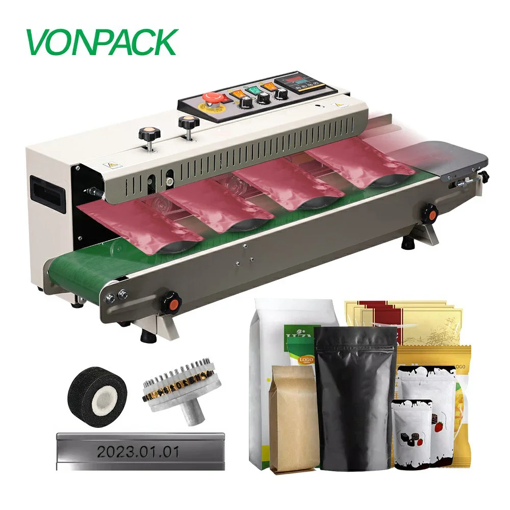 

FR-1000 Food Plastic Bag Aluminum Foil Bags Craft Paper Bags band heat sealer Continuous Sealing machine