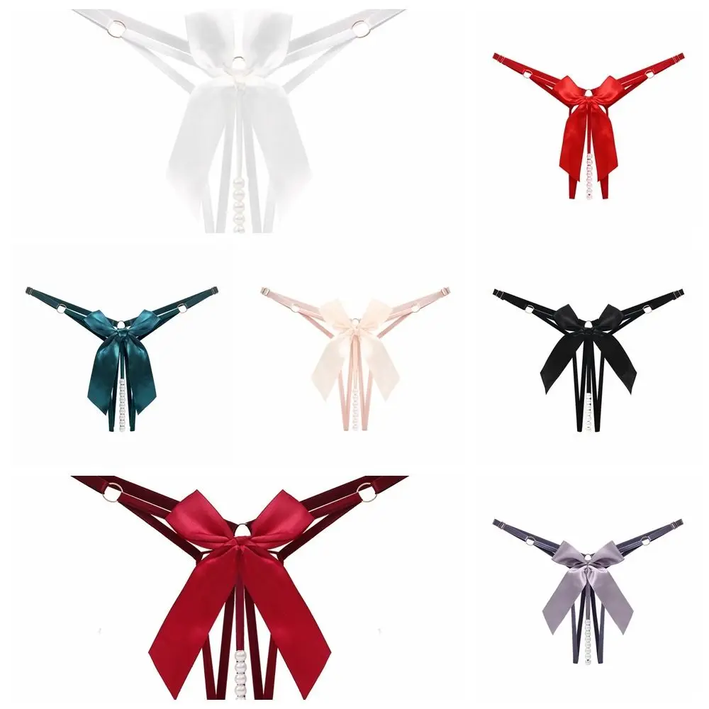 الملابس الداخلية بلون مثير الجوف خارج سيور اللؤلؤ النايلون الدانتيل g-سلسلة القوس منخفضة الخصر المرأة ملخصات الفتيات