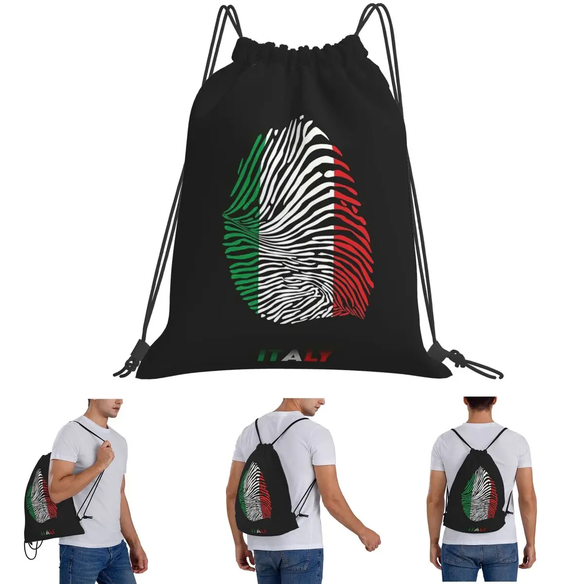 Vintage Italy Flag Car Italian Pride Backpacks Fashion Drawstring Bags Sports Bag Book Bags for Travel School