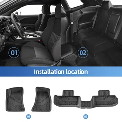 for 2011 - 2023 Dodge Challenger RWD (not fit AWD) Only US Version TPE 3D Car Floor Mats Cargo Liner Trunk Pad Accessories Black