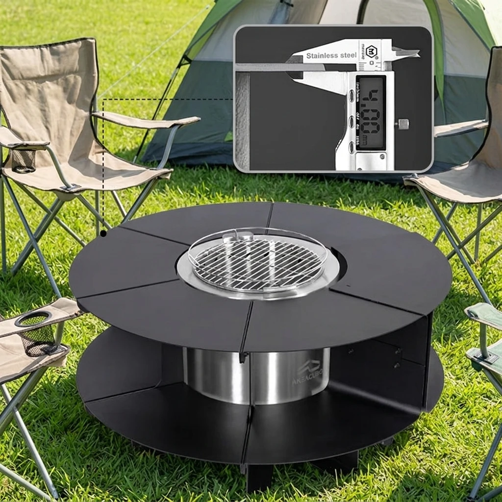 hx-Modern Premium Steel Outdoor Smokeless Firepit with Fire Poker Eco-Friendly Wood Burning Firepit for Camping Bonfire