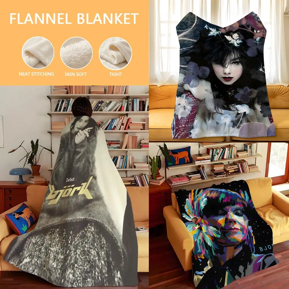 Music B-Bjork Throw Flannel Cozy Print Blanket, Portable, Durable  Machine Washable cute Cool