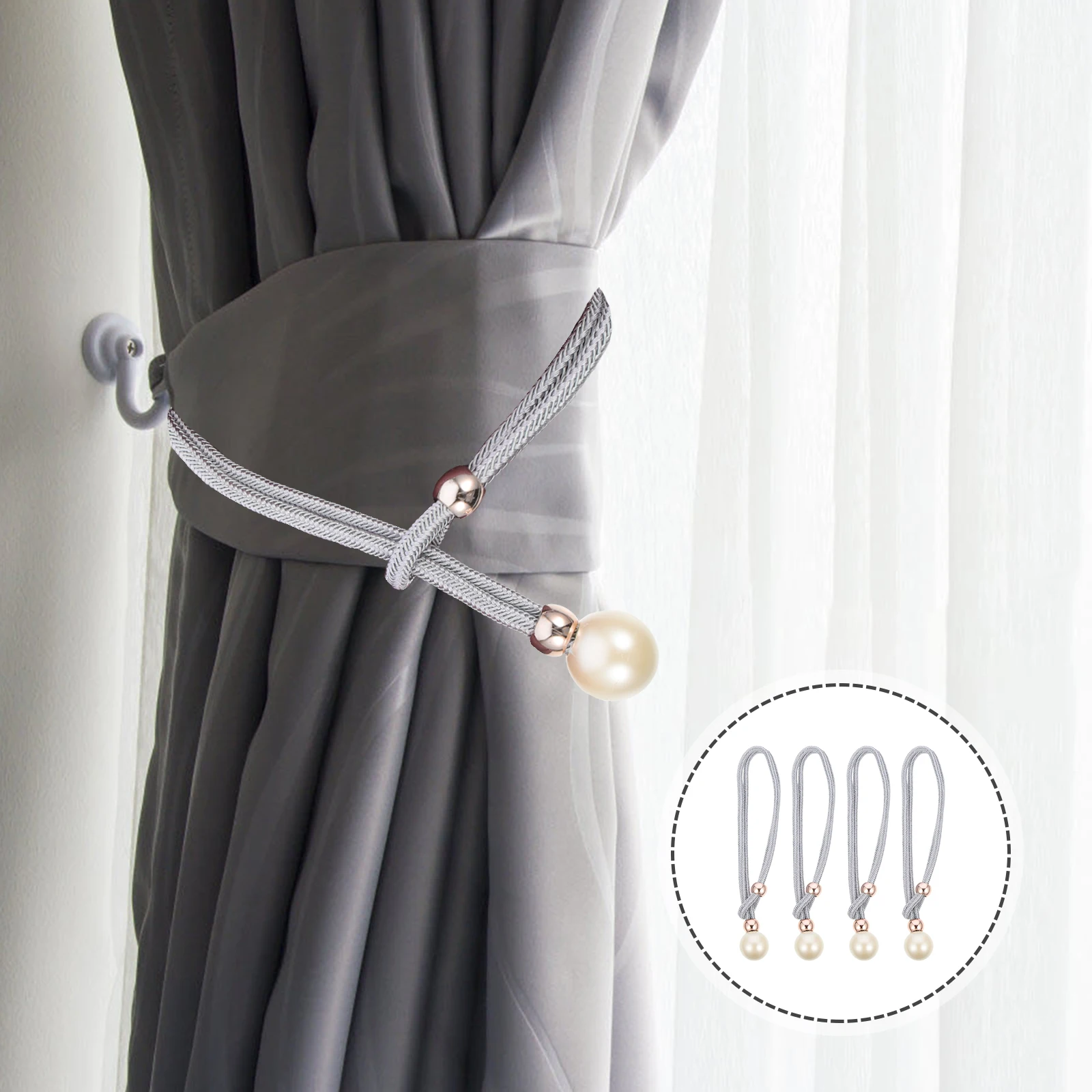 

4 Pcs Curtain Holdbacks Straps Tie Window Crystal Tiebacks Ornaments Polyester Yarn Tie-backs