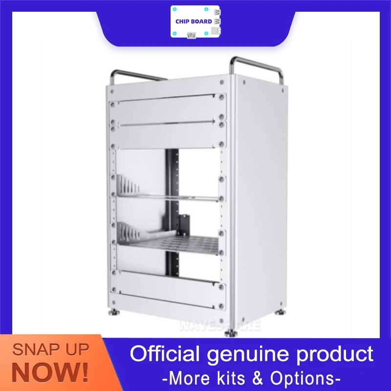 Waveshare 8U HomeRack Server Cabinet Kit 10-inch Aluminum Alloy Mini Rack Frame for Home Lab And Compact Server Setup