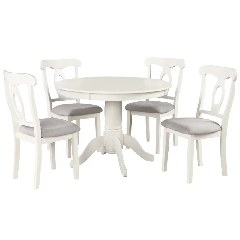 Angel Line 5 - Piece Lindsey Dining Set, White dining table set  luxury dining tables and chairs set