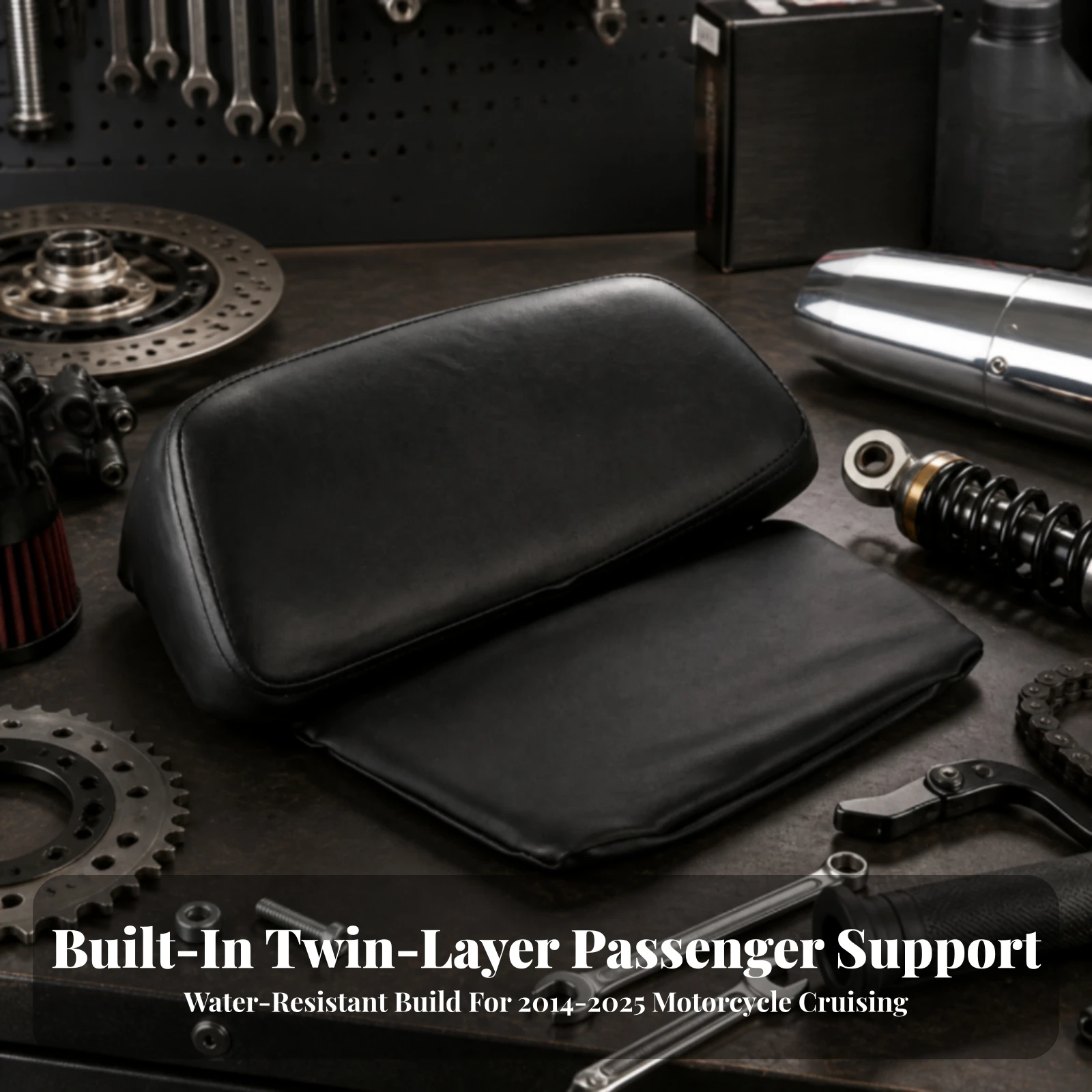 Motorcycle Rear Backrest Cushion Ergonomic Passenger Backrest with Lower Support Easy Install Sleek for Touring