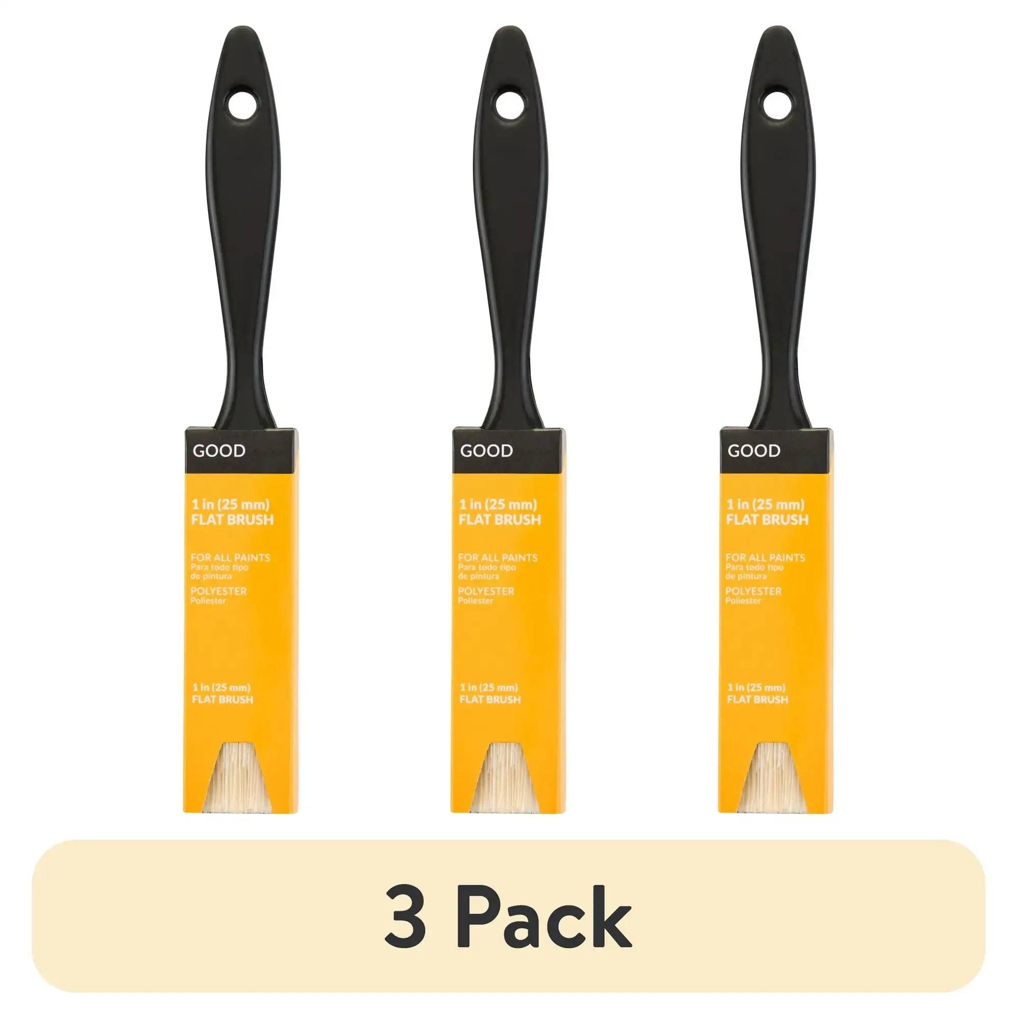

(3 pack) GOOD 1" Polyester Flat Brush