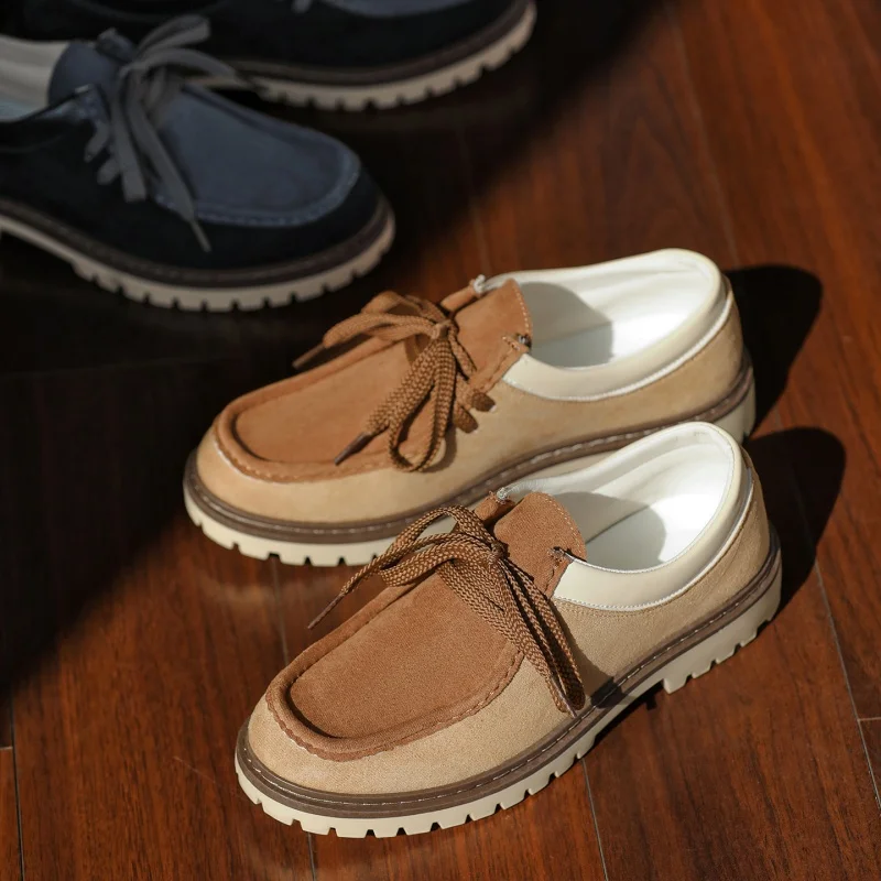 

Men's Casual Shoes with Flat One-piece Design Large Size Retro Style Solid Color Fashionable New Model Loafers Walking Shoes