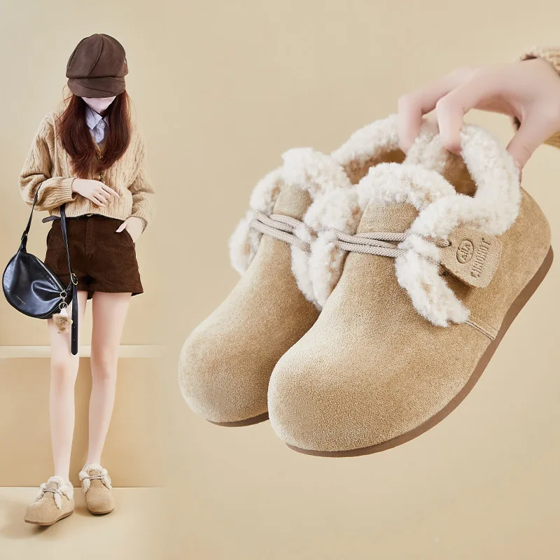 Teenagers And Girls Winter Fleece Cold-Resistant Cotton Shoes Warm Casual Height-Increasing Inner Design
